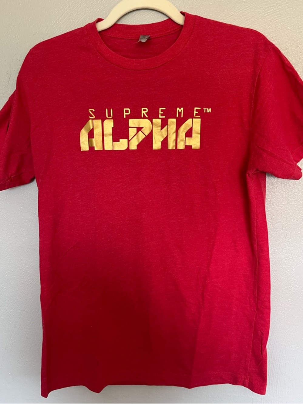 Supreme Alpha Red Graphic Tee Size Medium Next Level Fitness Gym Shirt